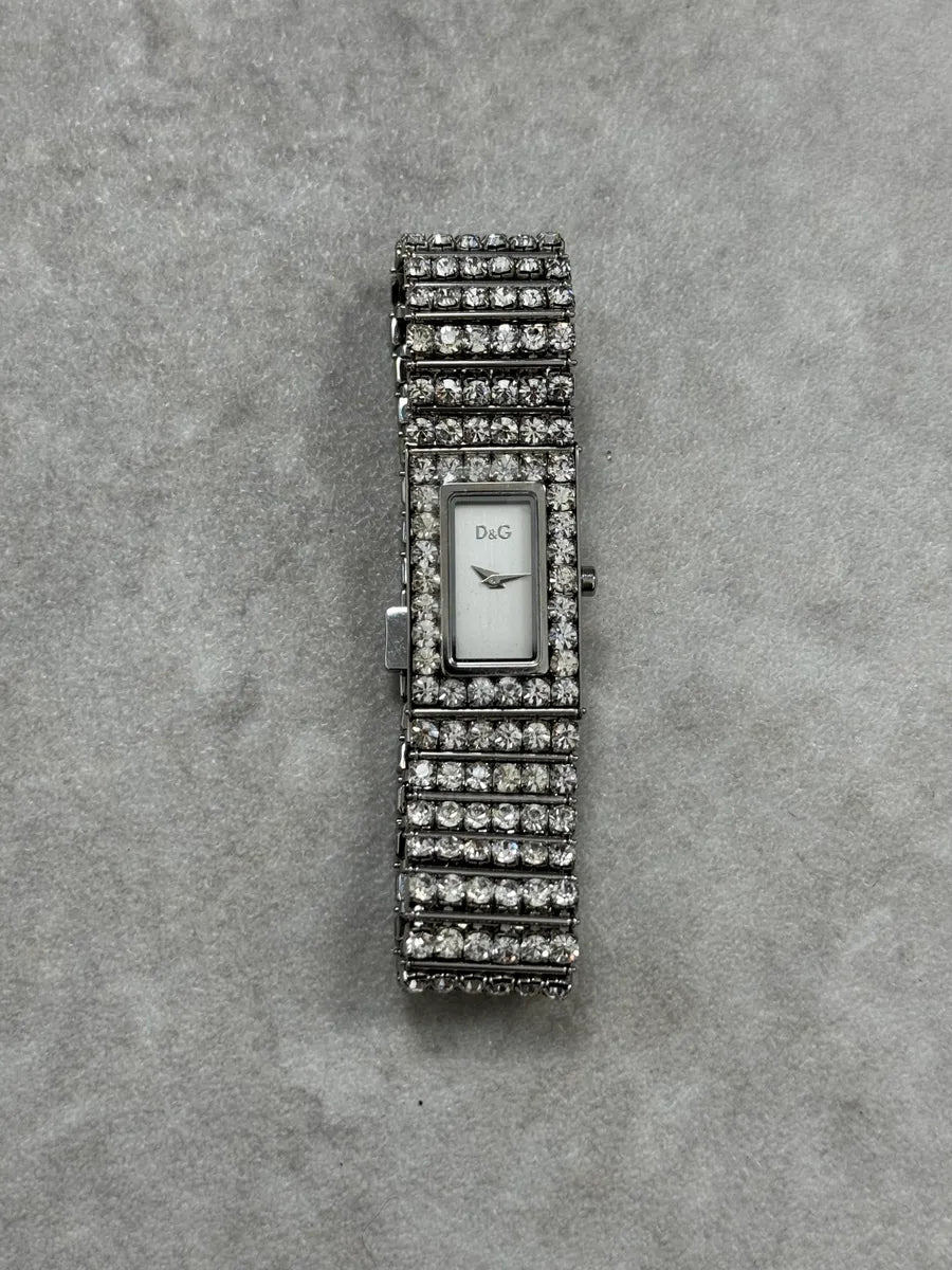 2000s Dolce & Gabbana Swaroski Grey Strass Watch dlkhmEe 1