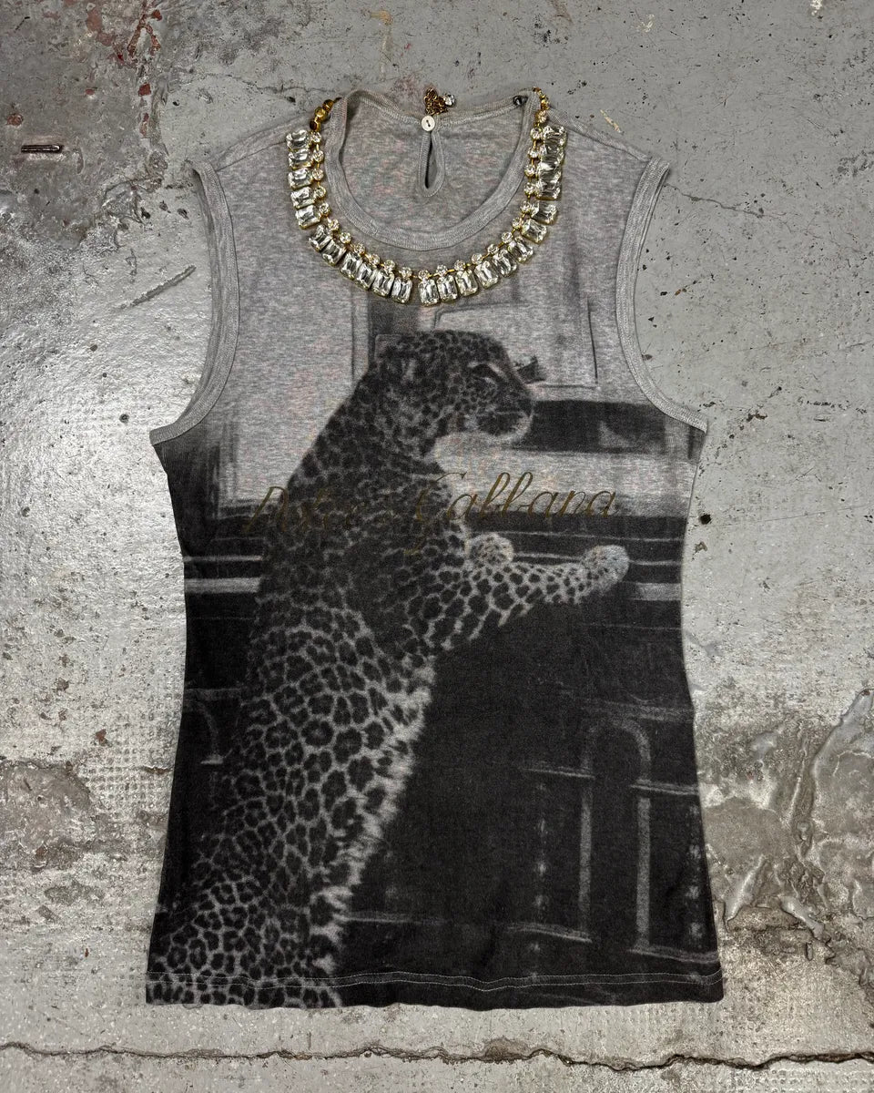 2000s Dolce & Gabbana Tank Top Leopard Golden Necklace AkViduv 0