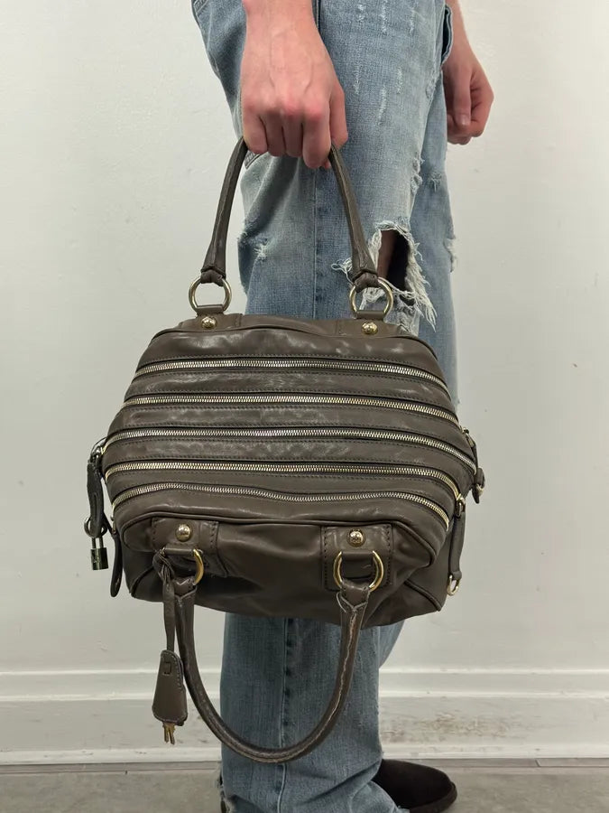 AW2010 Dolce & Gabbana Taupe Multi-Zip Leather Lily Bag gLmYJez 2
