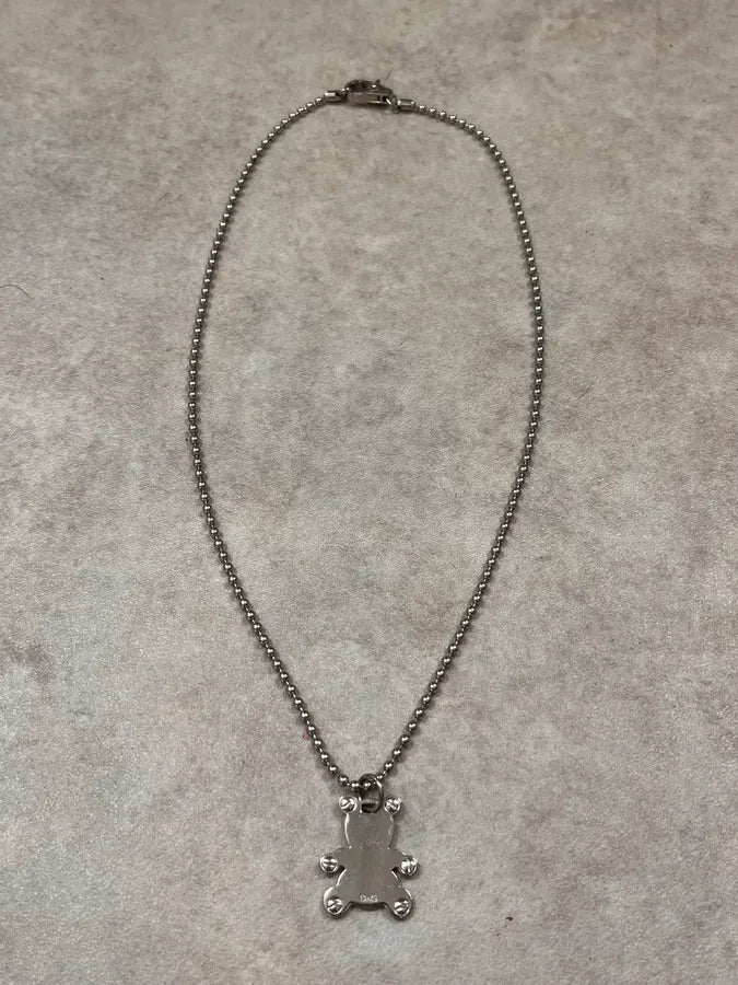 2000s Dolce & Gabbana Teddy Bear Grey Necklace HrOWawq 0