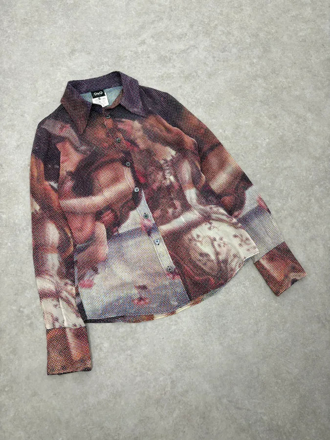 2000s Dolce & Gabbana The Birth of Venus Pixel Silk Shirt ljyTUSf 4