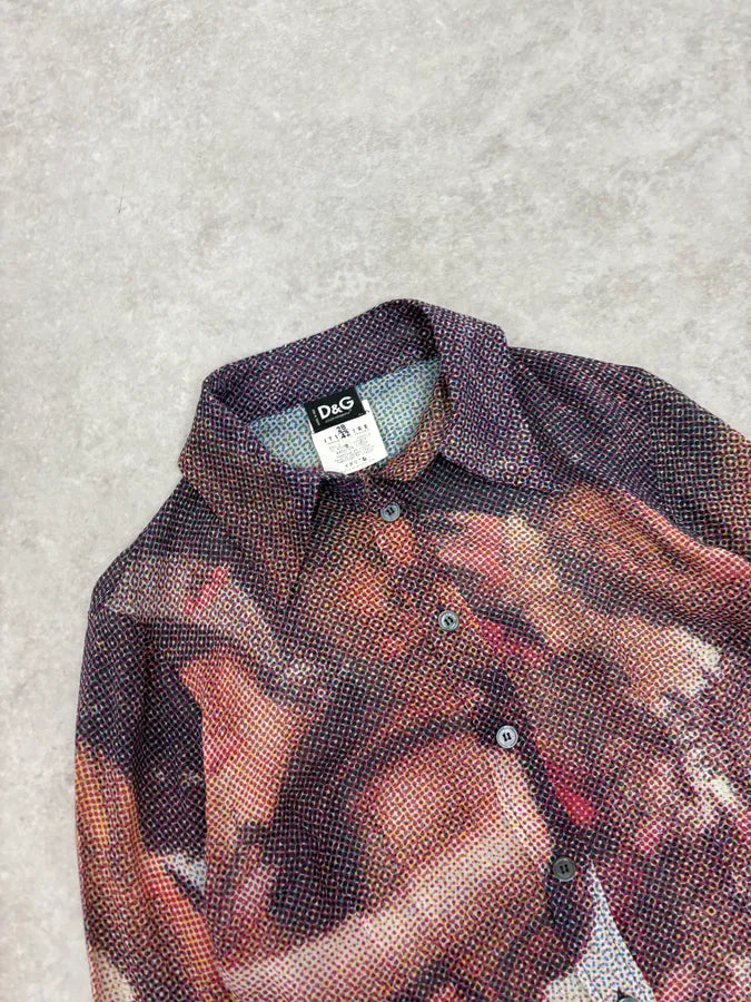 2000s Dolce & Gabbana The Birth of Venus Pixel Silk Shirt ljyTUSf 5