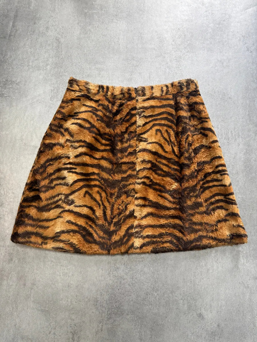 2000s Dolce & Gabbana Tiger Faux Fur Skirt SkGlKUD 2