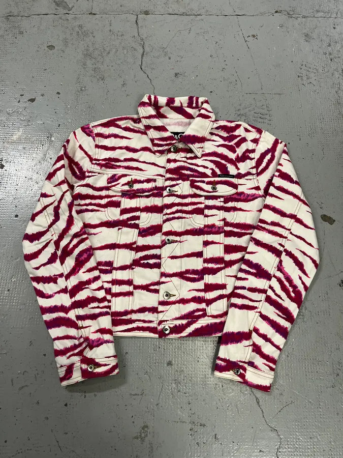2000s Dolce & Gabbana Tiger Stripes White & Fuschia Jacket ymIuoWN 0