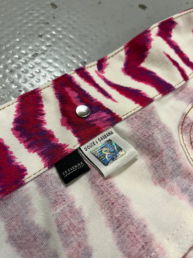 2000s Dolce & Gabbana Tiger Stripes White & Fuschia Jacket ymIuoWN 11