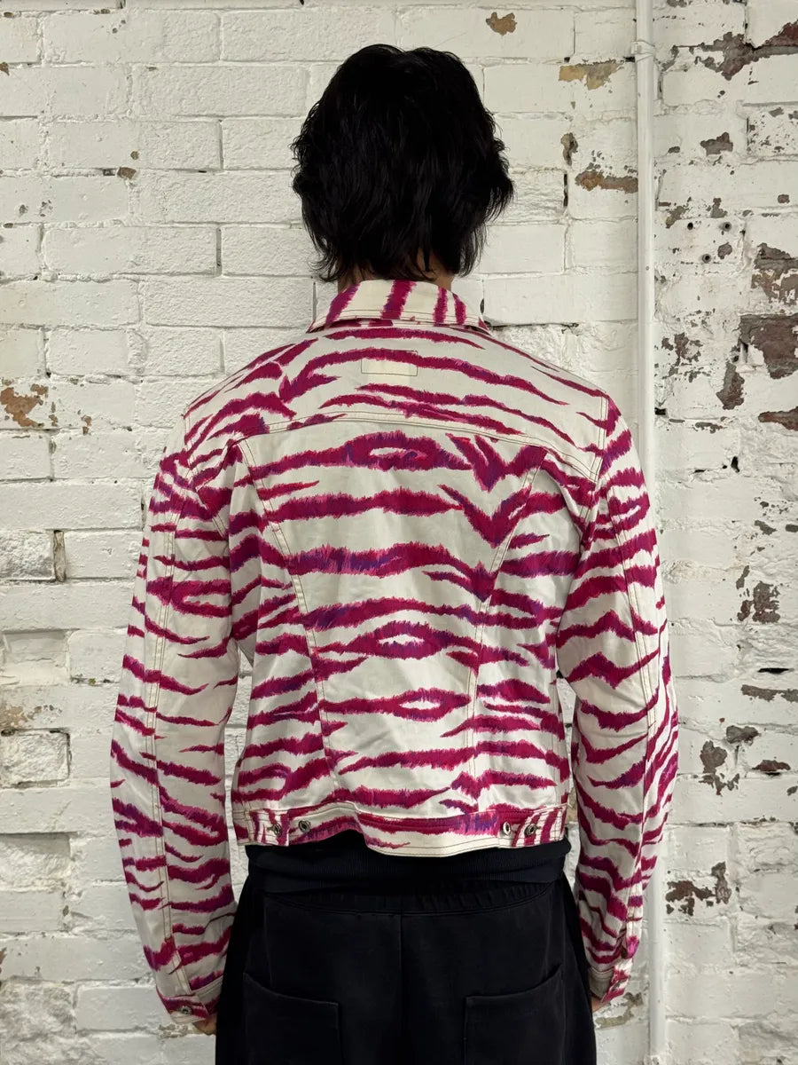2000s Dolce & Gabbana Tiger Stripes White & Fuschia Jacket ymIuoWN 2