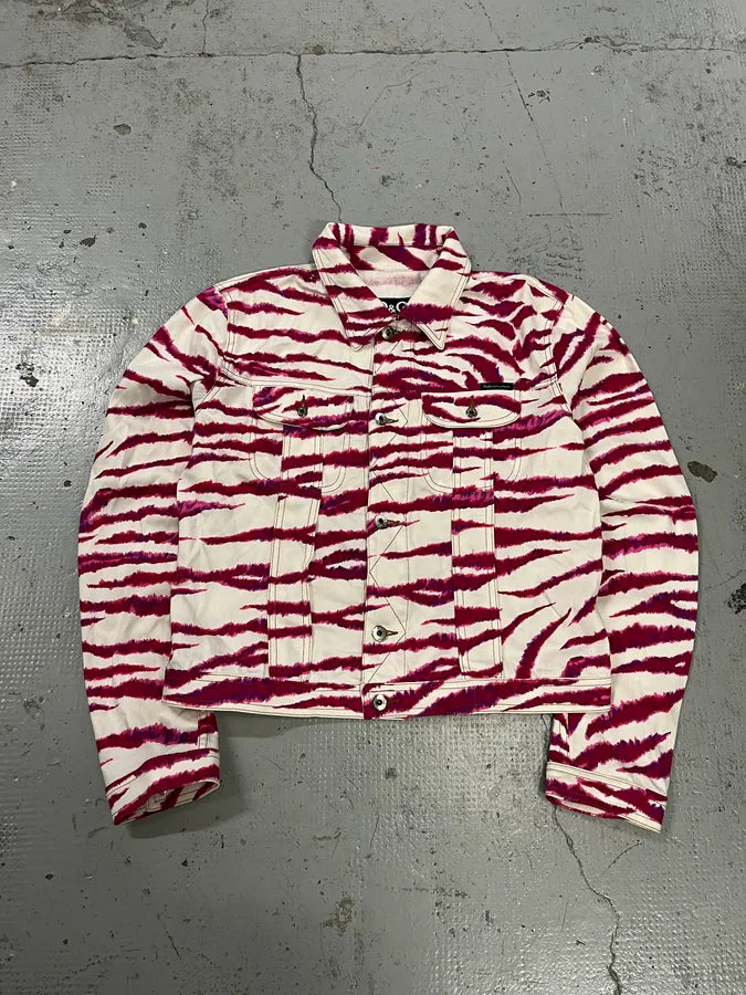 2000s Dolce & Gabbana Tiger Stripes White & Fuschia Jacket ymIuoWN 3