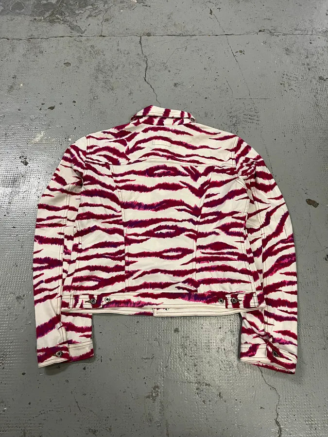 2000s Dolce & Gabbana Tiger Stripes White & Fuschia Jacket ymIuoWN 7