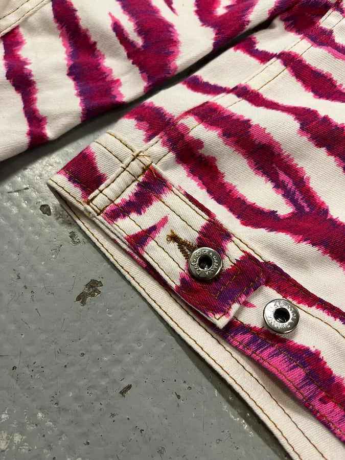 2000s Dolce & Gabbana Tiger Stripes White & Fuschia Jacket ymIuoWN 8