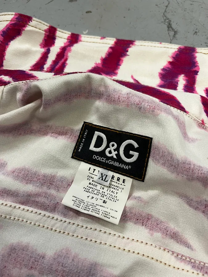 2000s Dolce & Gabbana Tiger Stripes White & Fuschia Jacket ymIuoWN 9