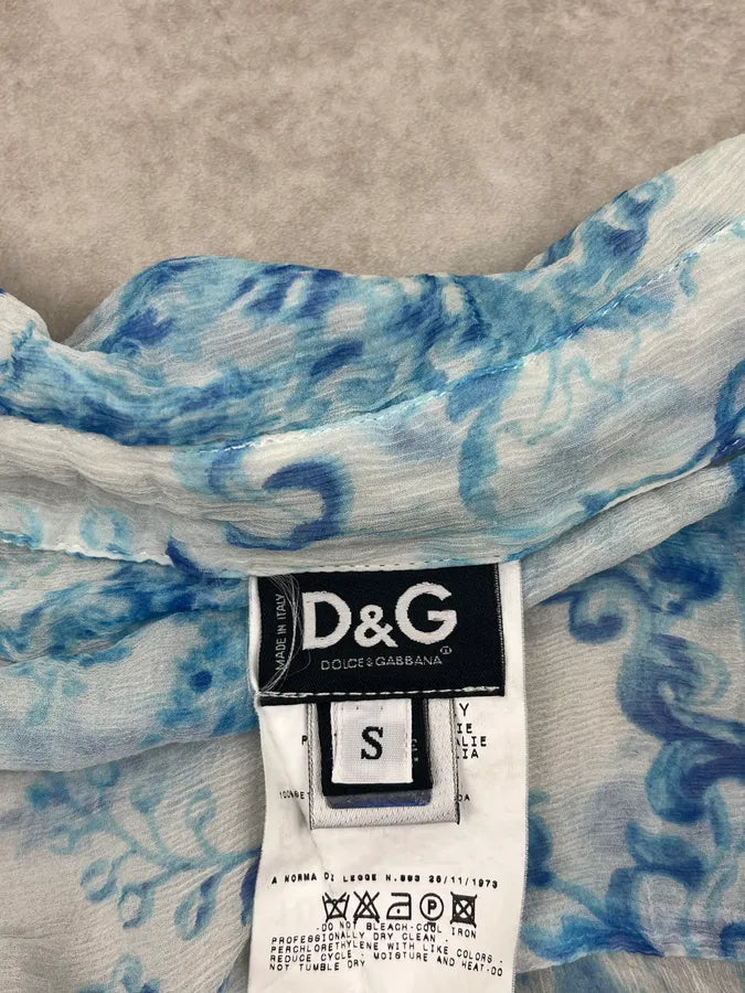 SS2004 Dolce & Gabbana Transparent Turquoise Garden Shirt ZNGAeeO 7
