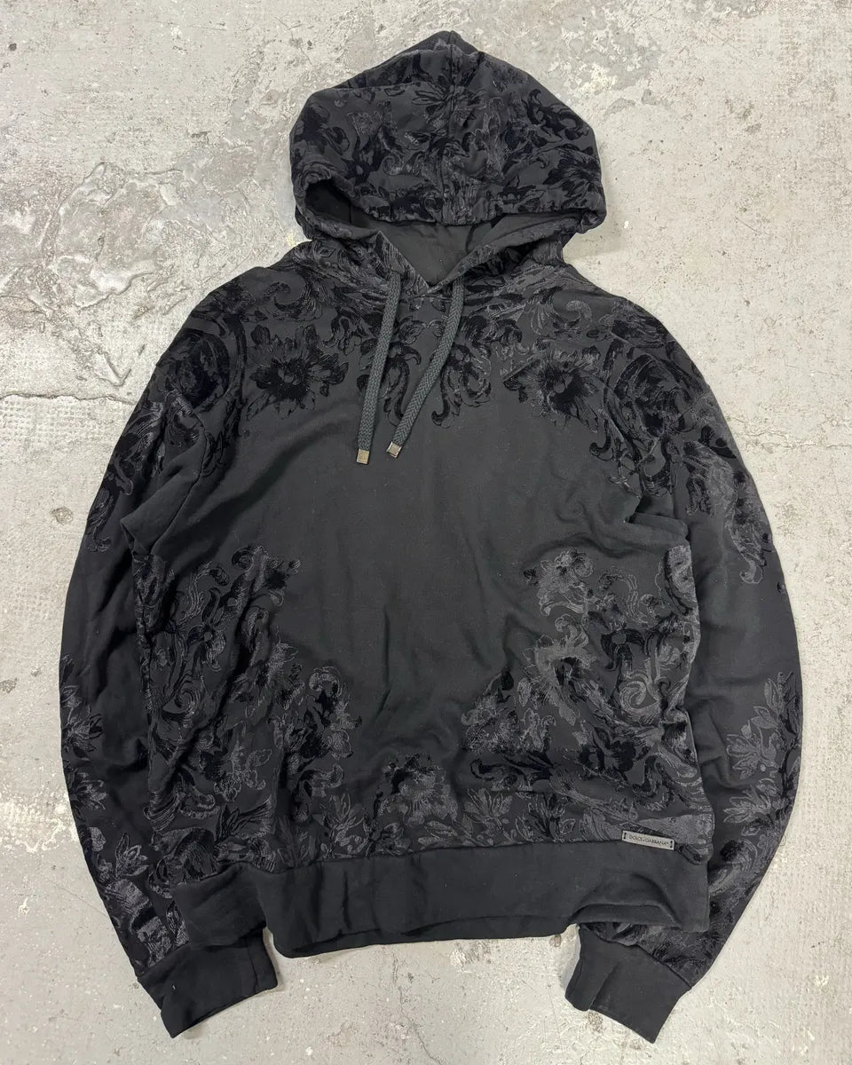 2000s Dolce & Gabbana Tribal Dark Shadow Relief Hoodie (L) 0