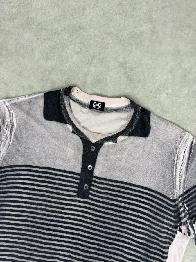SS2010 Dolce & Gabbana Trompe L’Oeil Stripes Polo T-Shirt eJaLNxV 3