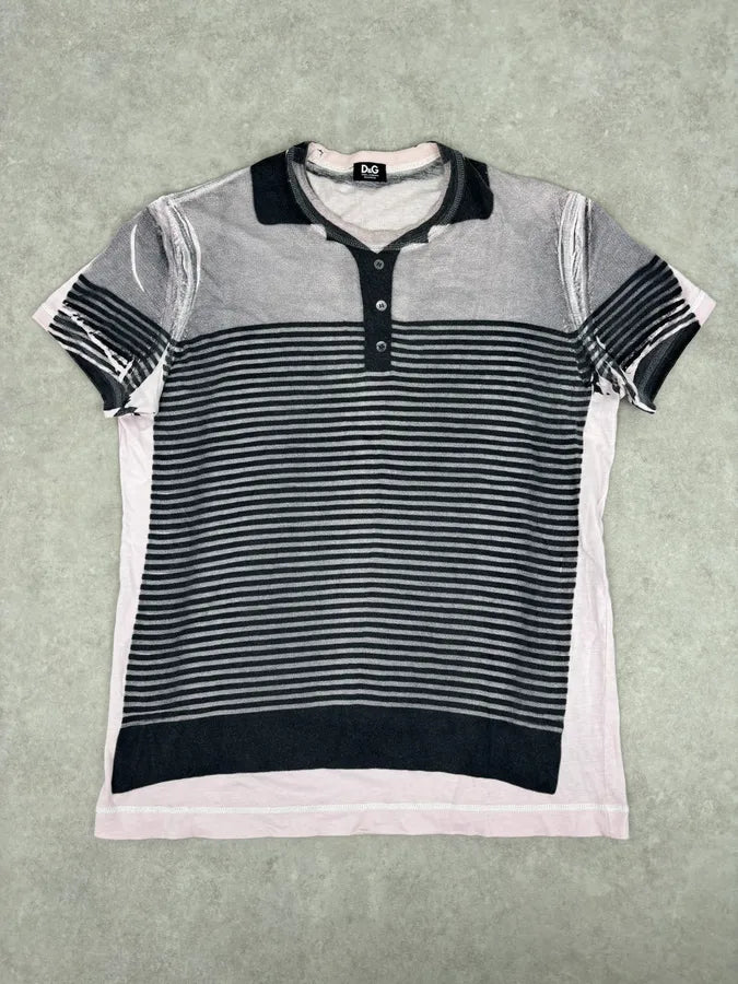 SS2010 Dolce & Gabbana Trompe L’Oeil Stripes Polo T-Shirt eJaLNxV 0