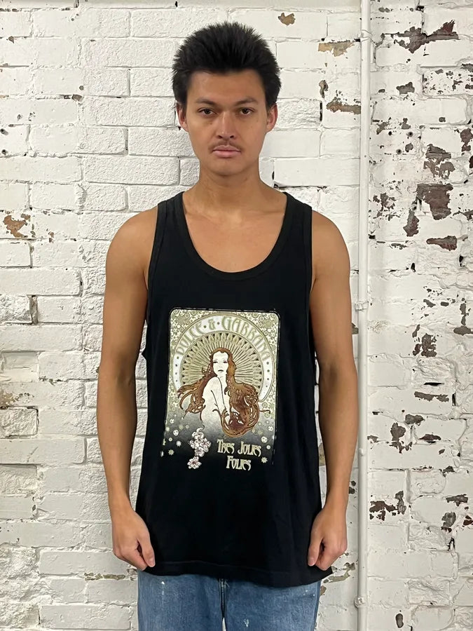 2000s Dolce & Gabbana Très Jolies Folies Black Tank Top CYWILCO 1