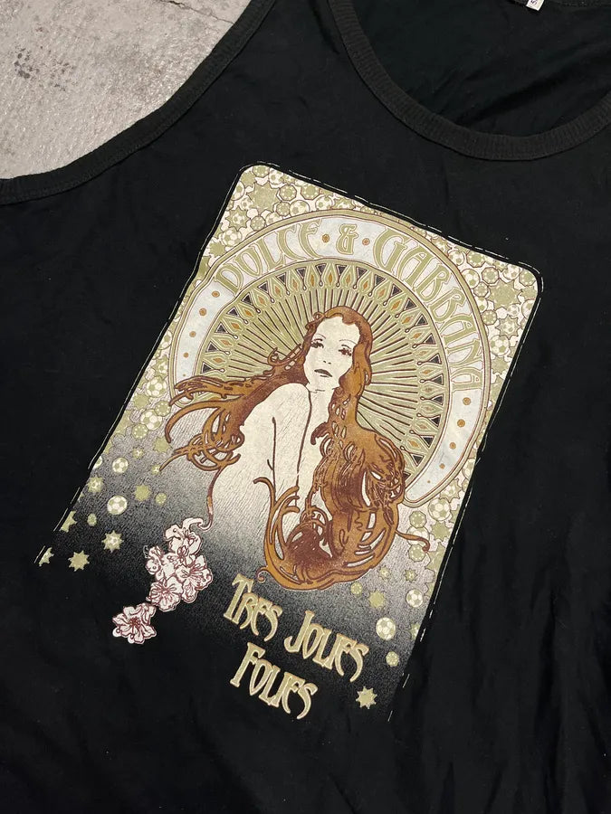 2000s Dolce & Gabbana Très Jolies Folies Black Tank Top CYWILCO 4