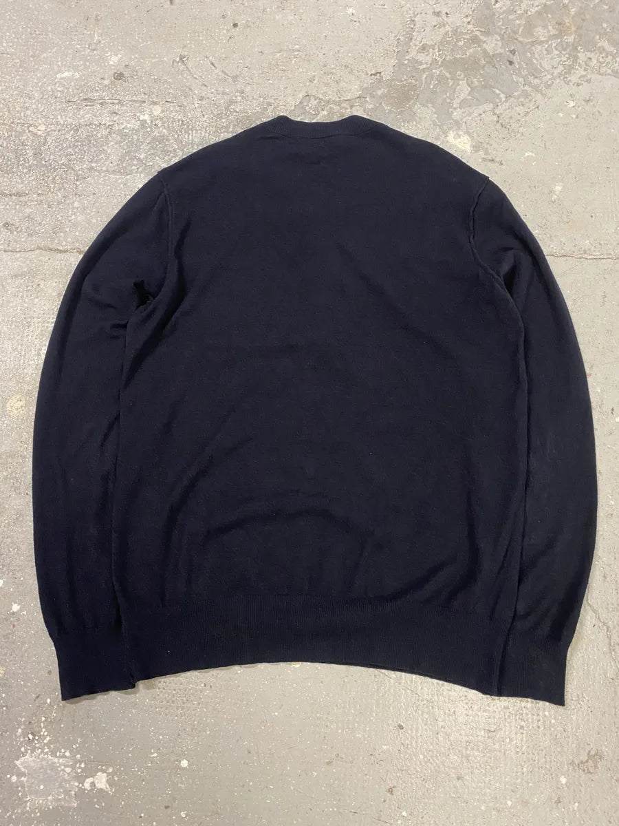 2000s Dolce & Gabbana Navy Buttoned Mao Sweater (L) 1