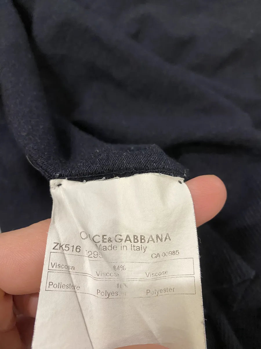 2000s Dolce & Gabbana Navy Buttoned Mao Sweater (L) 6