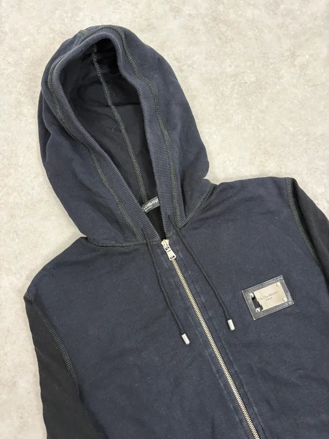 2000s Dolce & Gabbana Two Tone Black & Navy Zip Hoodie OpXWzNw 4