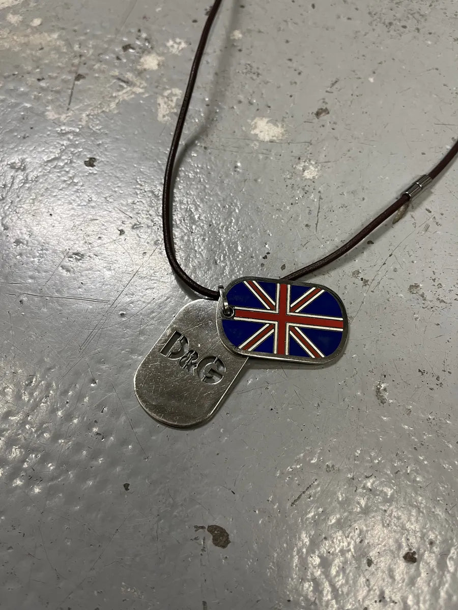 2000s Dolce & Gabbana UK Flag Dog Tags Necklace HAWXQnR 7