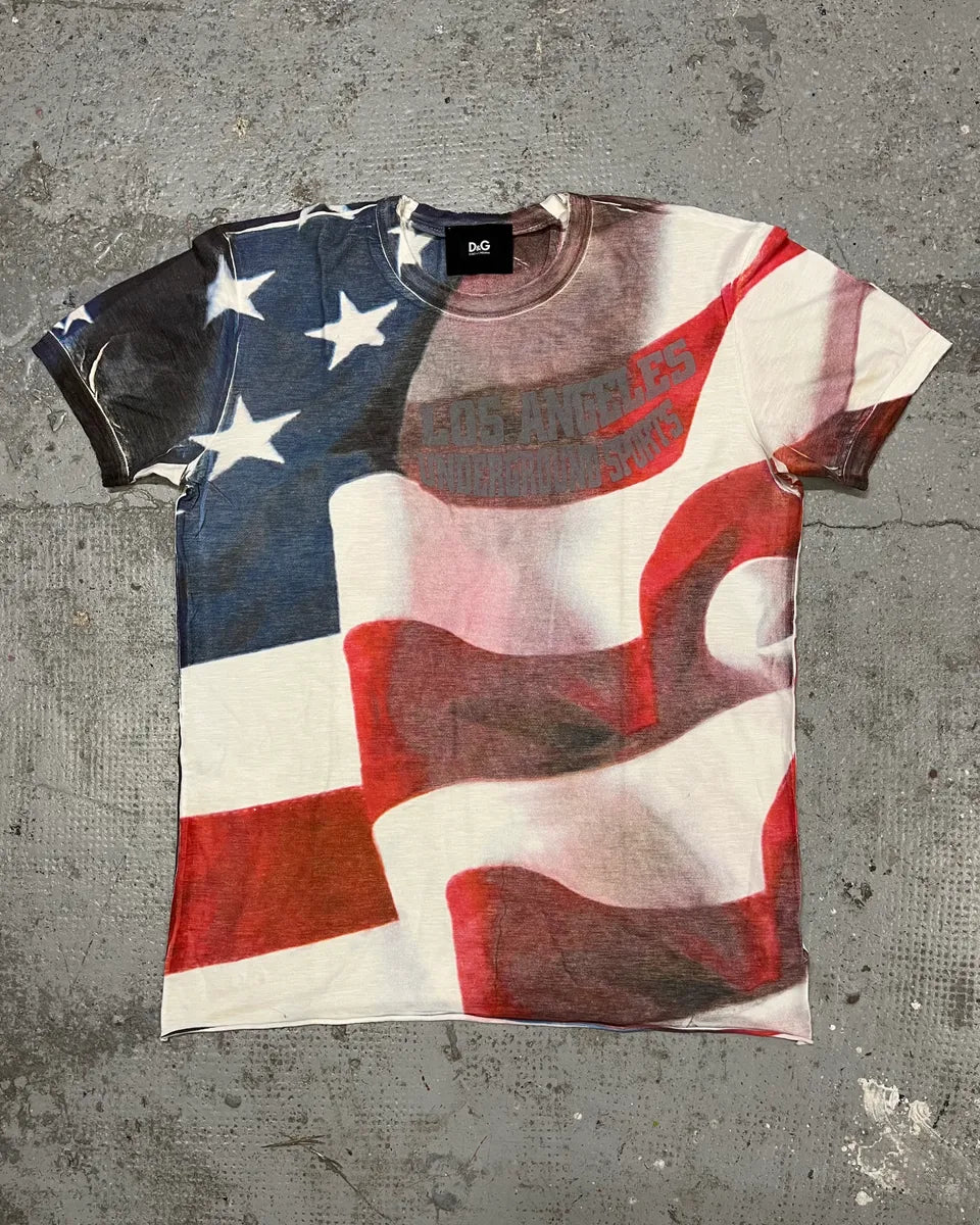 2000s Dolce & Gabbana US Flag T-Shirt (S/M) XrkKyOU 0