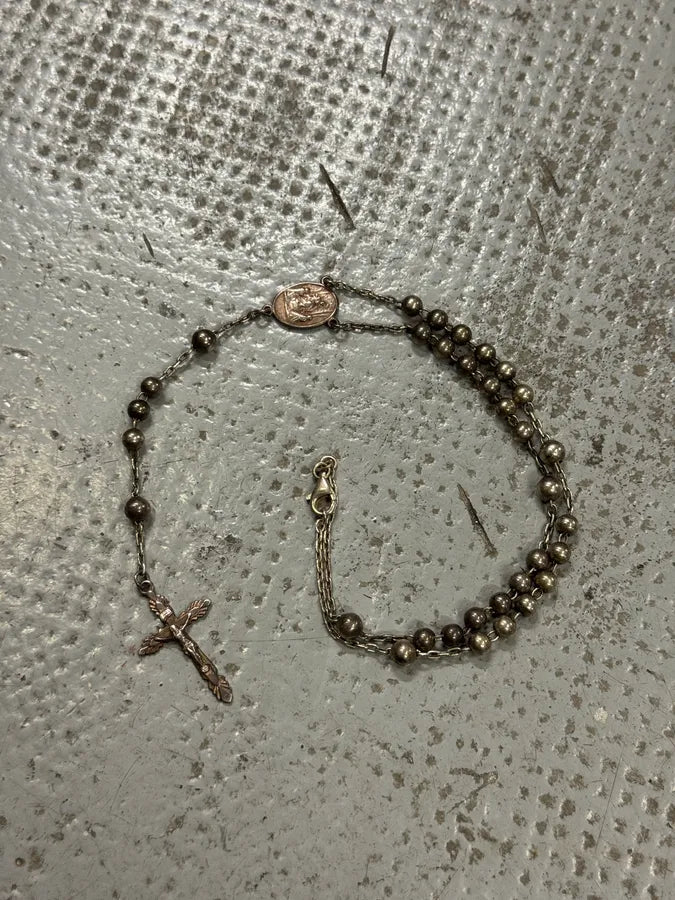 2000s Dolce & Gabbana Used Metal Rosary Cross Necklace hdmHFLY 1