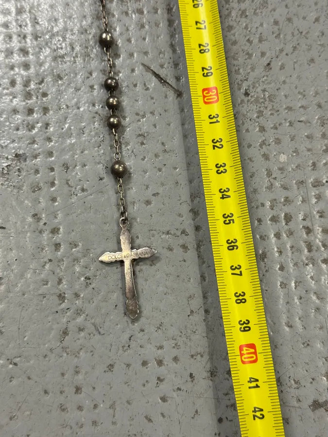 2000s Dolce & Gabbana Used Metal Rosary Cross Necklace hdmHFLY 7