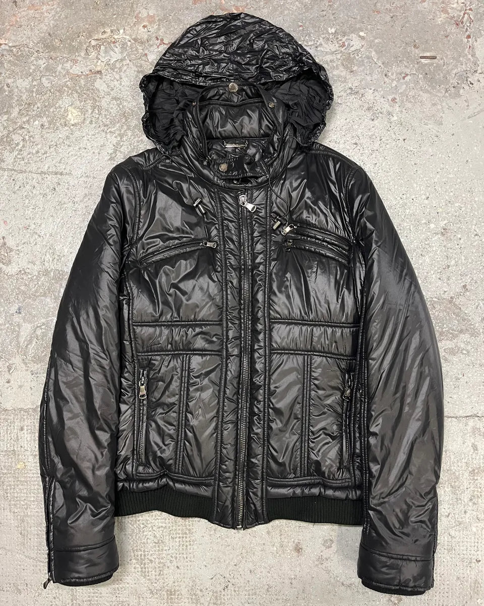 2000s Dolce & Gabbana Utility Black Multi Zips Puffer Jacket (M) zPXqLeH 0