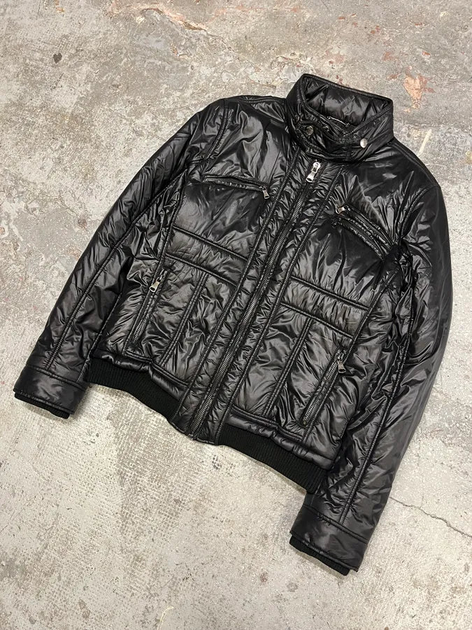 2000s Dolce & Gabbana Utility Black Multi Zips Puffer Jacket (M) zPXqLeH 3