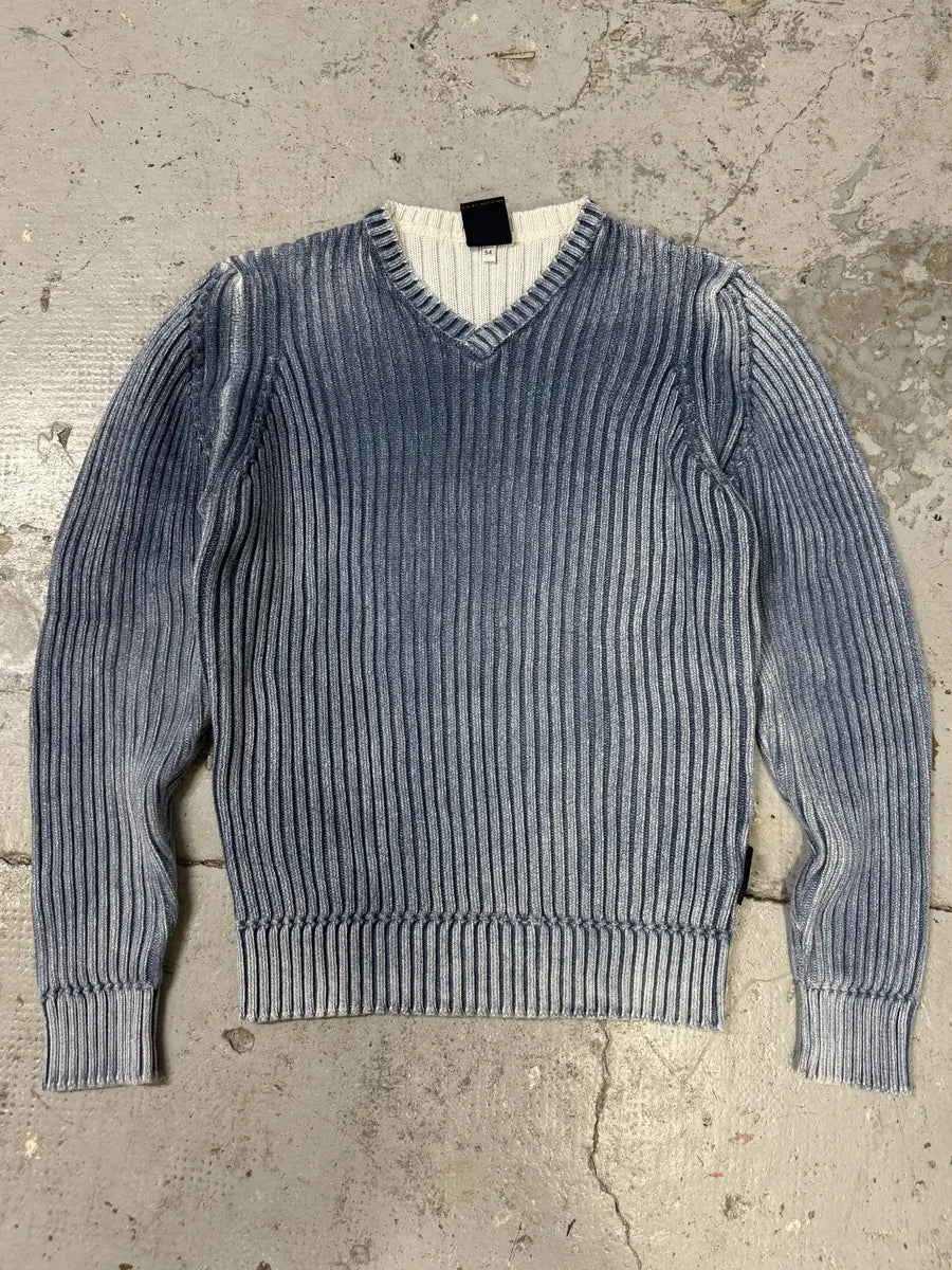 2000s Dolce & Gabbana V-Neck Blue Wool Sweater PUlHehg 0