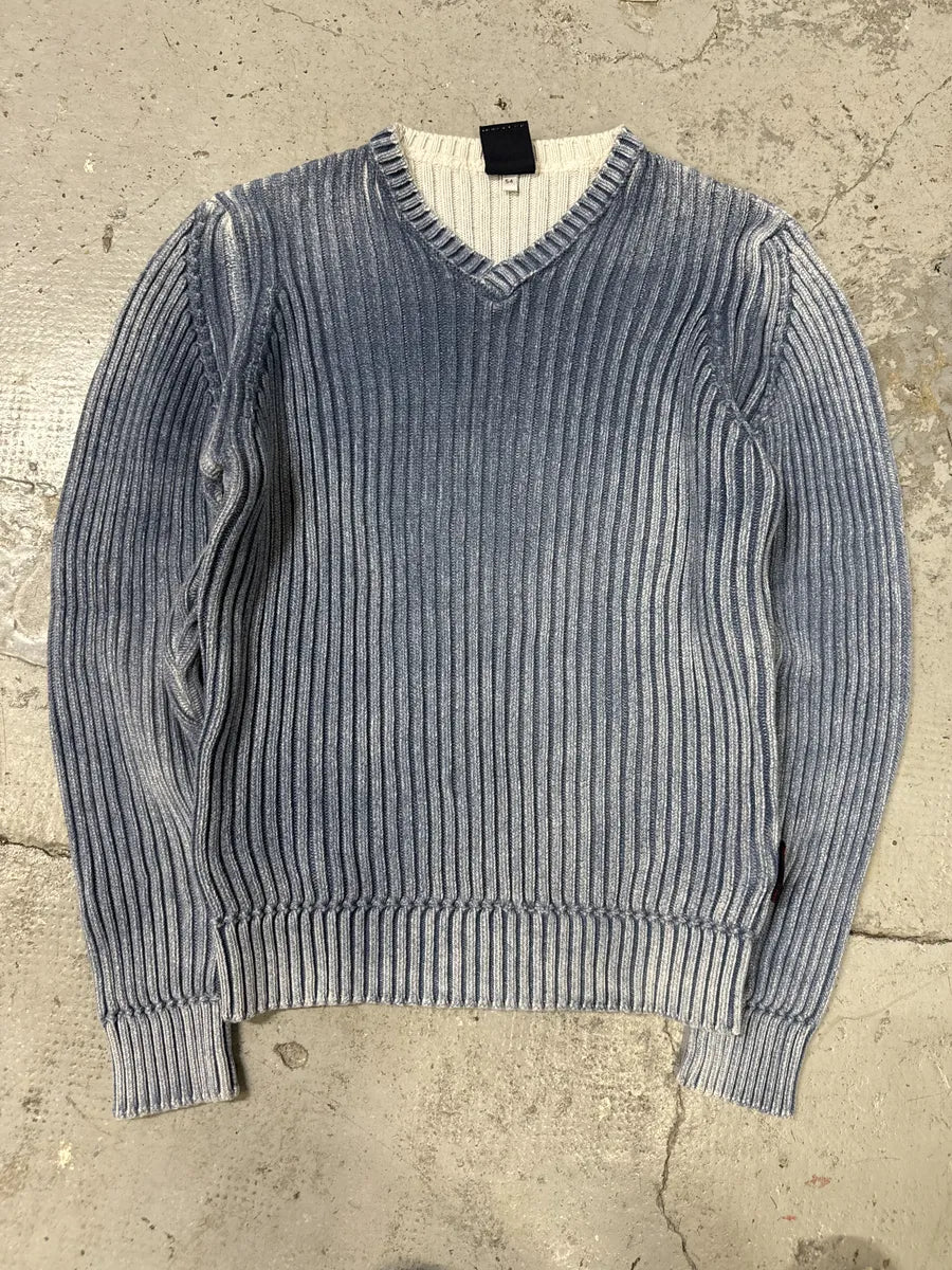 2000s Dolce & Gabbana V-Neck Blue Wool Sweater PUlHehg 2