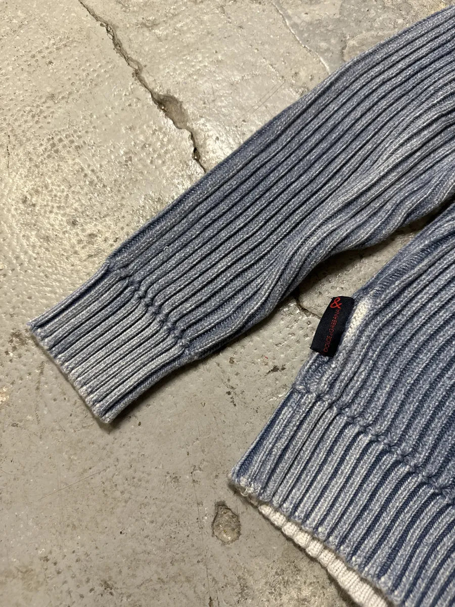 2000s Dolce & Gabbana V-Neck Blue Wool Sweater PUlHehg 6