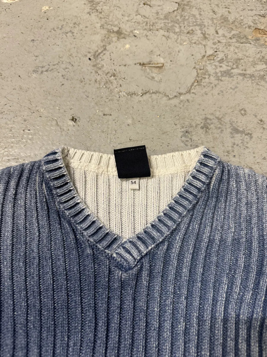 2000s Dolce & Gabbana V-Neck Blue Wool Sweater PUlHehg 7