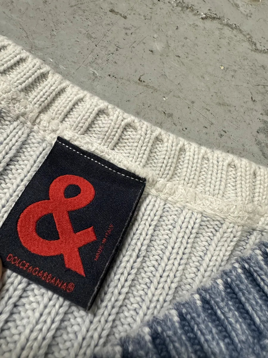 2000s Dolce & Gabbana V-Neck Blue Wool Sweater PUlHehg 8