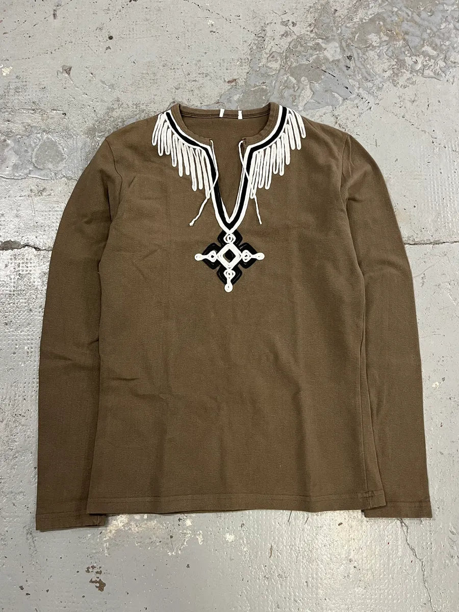 2000s Dolce & Gabbana V-Neck Cross Brown Longsleeves xvelTAt 2