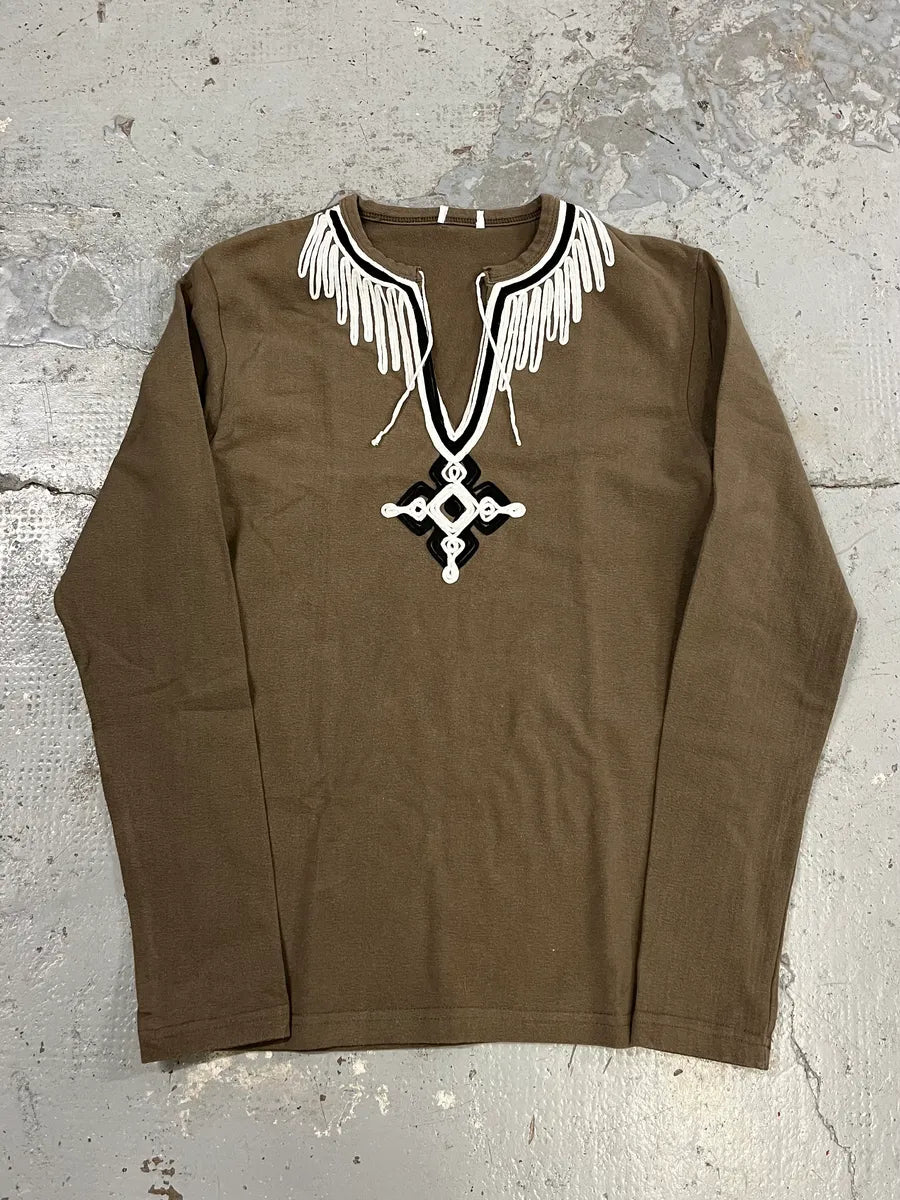2000s Dolce & Gabbana V-Neck Cross Brown Longsleeves xvelTAt 3