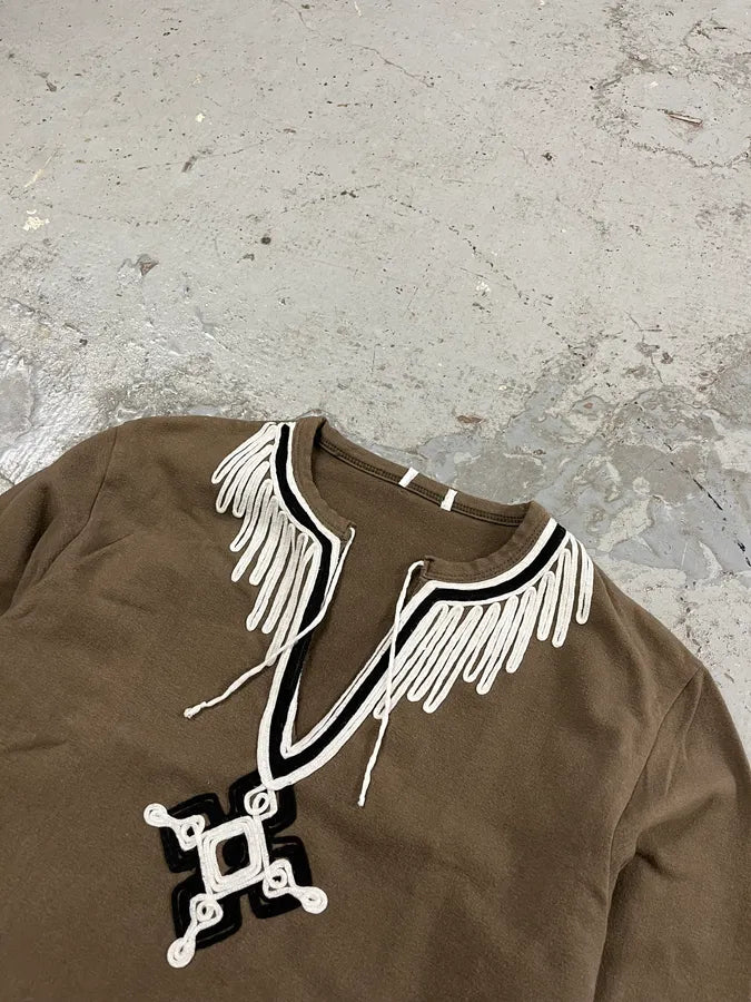 2000s Dolce & Gabbana V-Neck Cross Brown Longsleeves xvelTAt 4