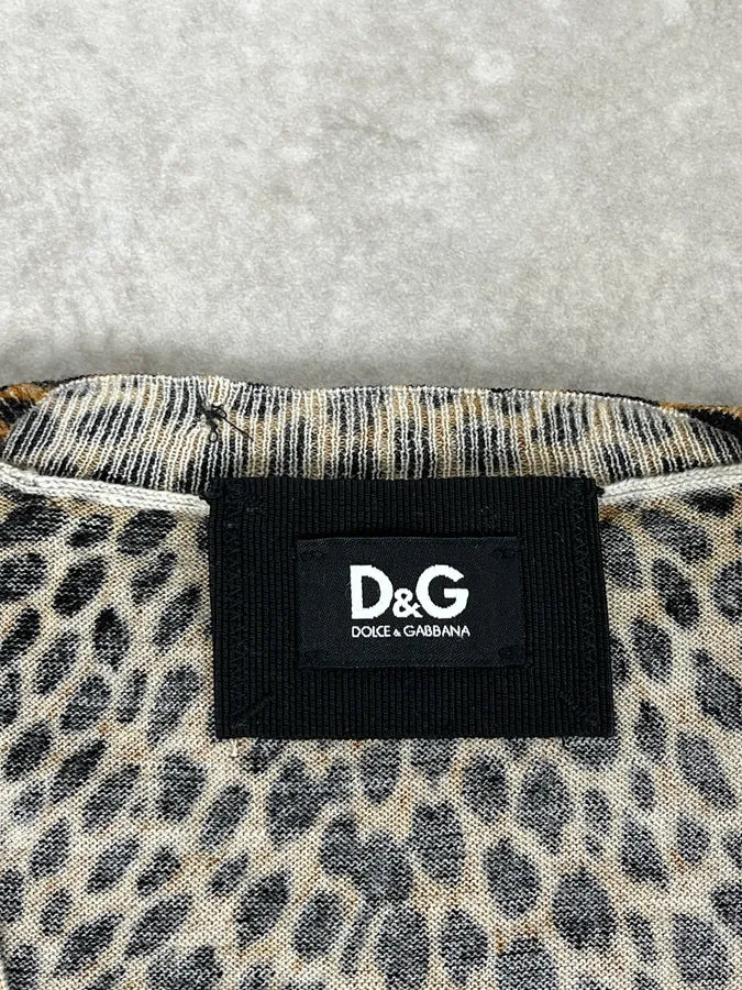 AW1996 Dolce & Gabbana V Neck Leopard Print Sweater SZjxihR 6