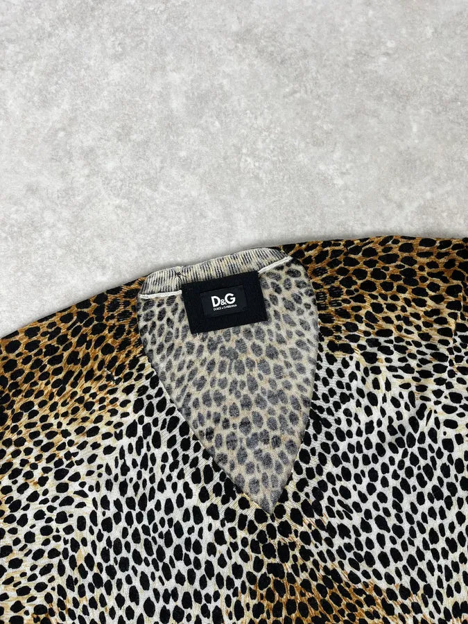 AW1996 Dolce & Gabbana V Neck Leopard Print Sweater SZjxihR 2