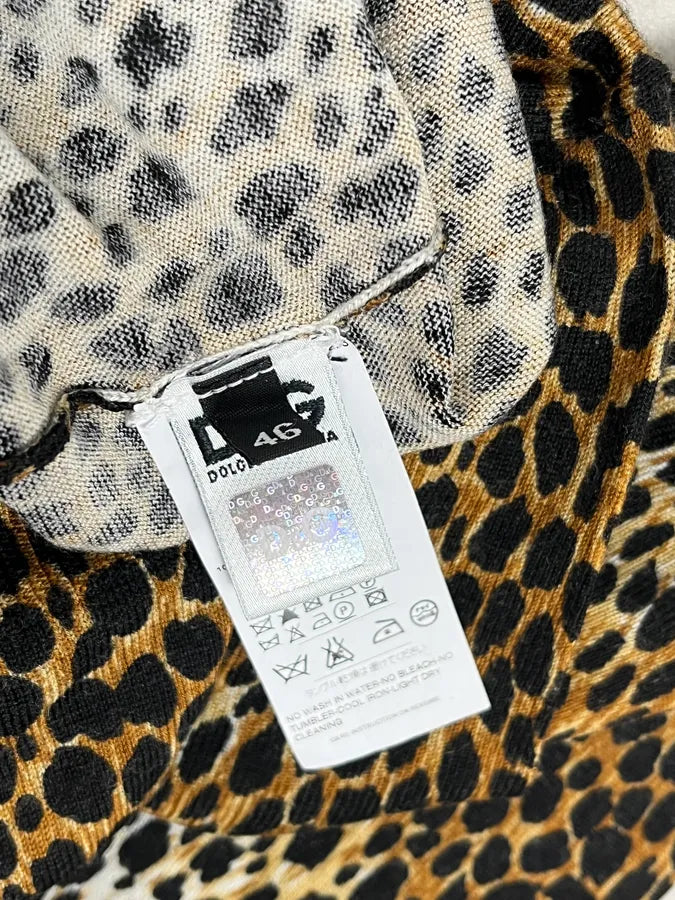 AW1996 Dolce & Gabbana V Neck Leopard Print Sweater SZjxihR 7