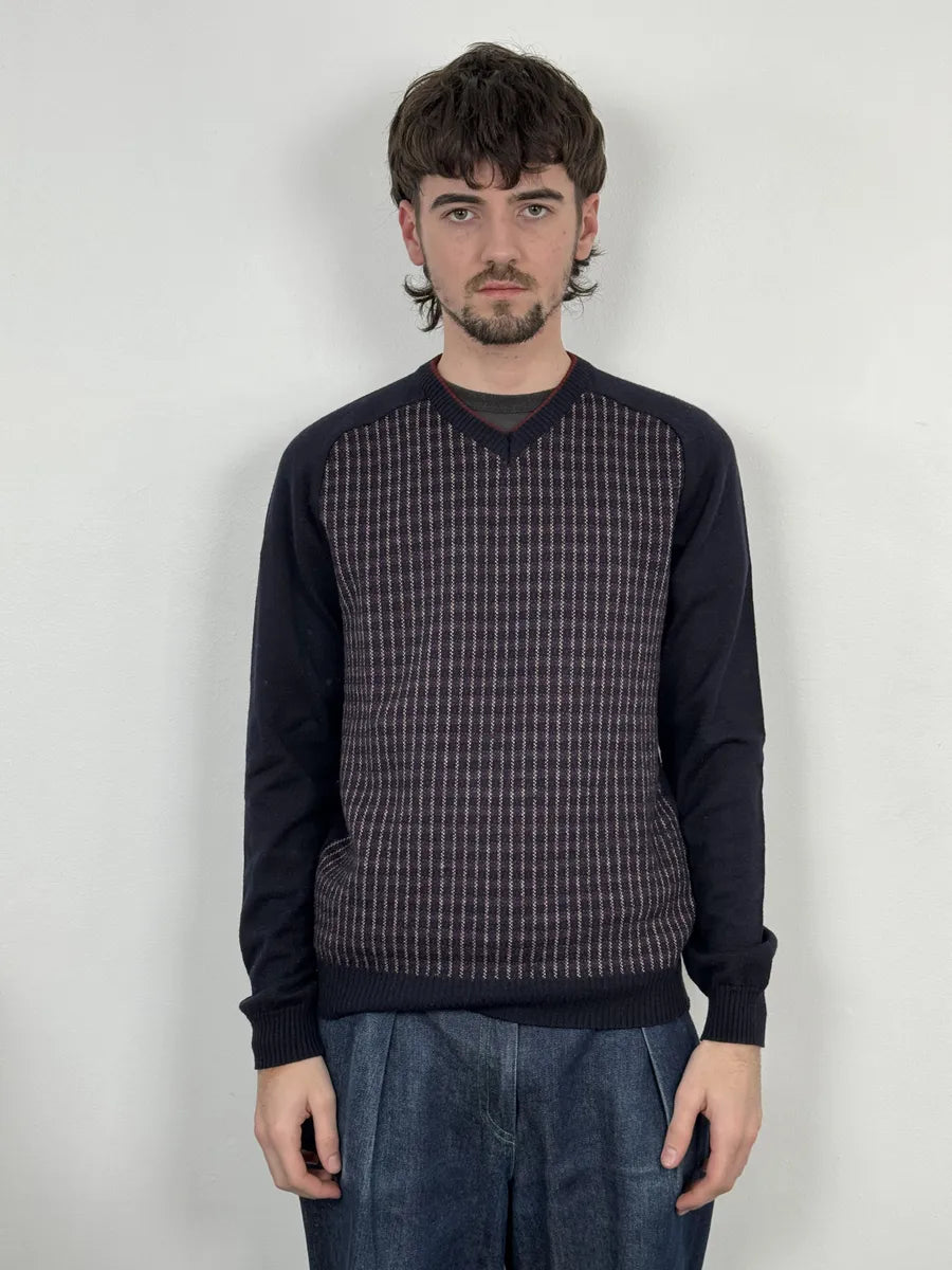 2000s Dolce & Gabbana V Neck Navy Wool Sweater sJjKfWZ 1