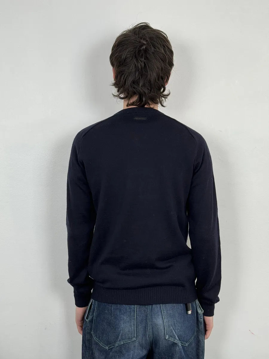 2000s Dolce & Gabbana V Neck Navy Wool Sweater sJjKfWZ 2