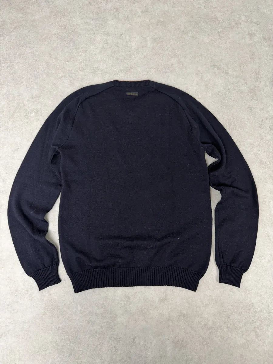 2000s Dolce & Gabbana V Neck Navy Wool Sweater sJjKfWZ 4