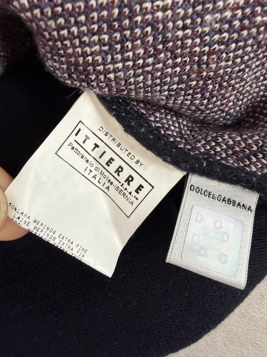 2000s Dolce & Gabbana V Neck Navy Wool Sweater sJjKfWZ 5