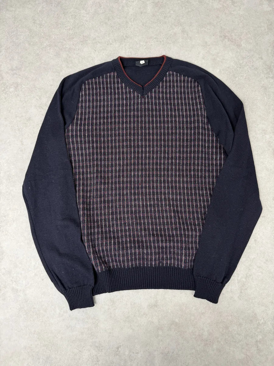 2000s Dolce & Gabbana V Neck Navy Wool Sweater sJjKfWZ 6