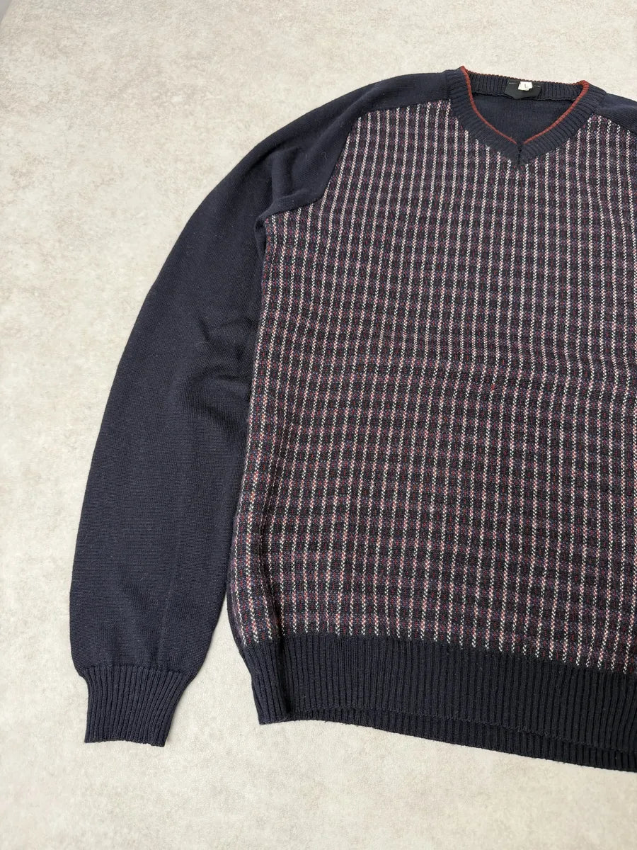 2000s Dolce & Gabbana V Neck Navy Wool Sweater sJjKfWZ 8