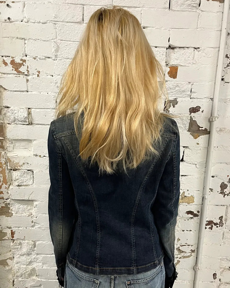 2000s Dolce & Gabbana Velvet Denim Blue Blazer Jacket drdWjbN 2