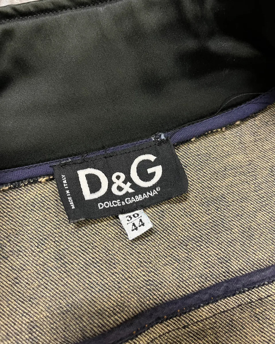 2000s Dolce & Gabbana Velvet Denim Blue Blazer Jacket drdWjbN 8