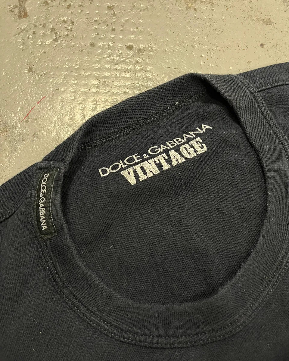 2000s Dolce & Gabbana Vintage Black Playboy Lady T-Shirt tzFdwgp 7