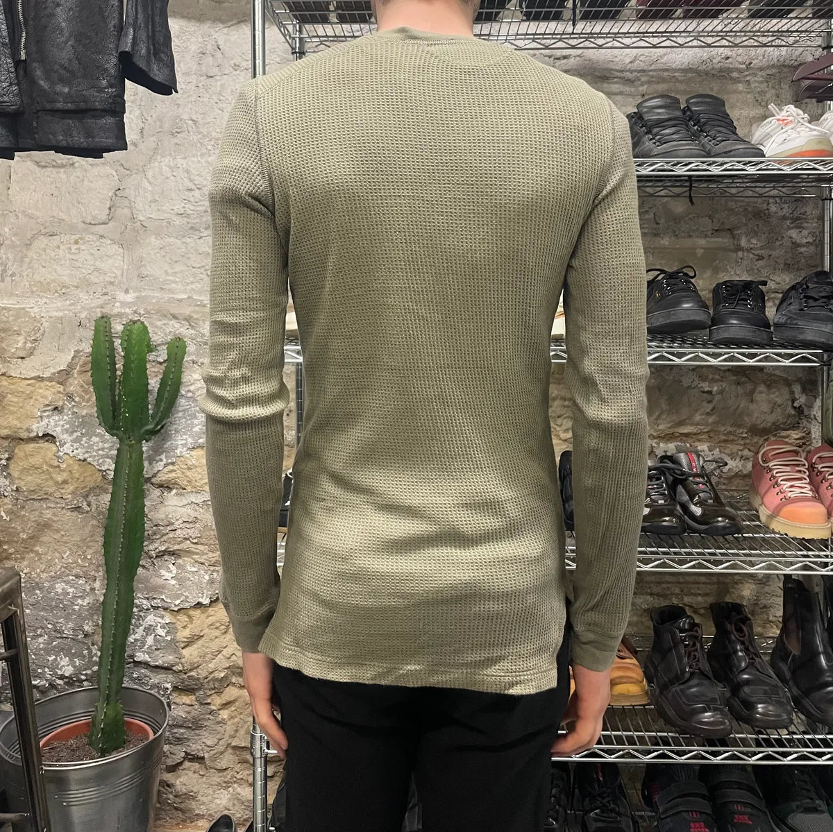 2000s Dolce & Gabbana Waffle Thermal Buttoned Longsleeves Henley (XS/S) 2